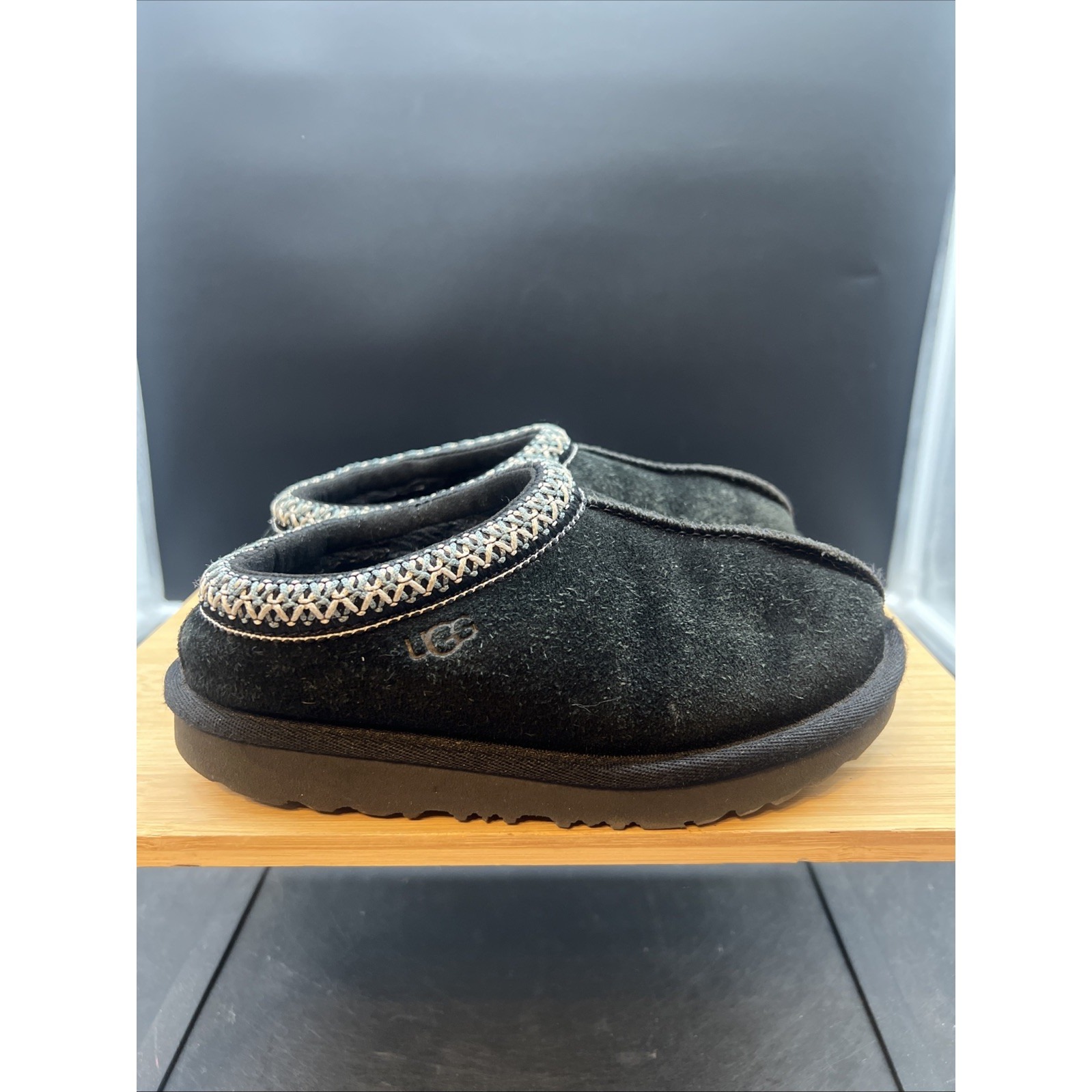 Ugg Kids Youth Tasman Ii Black Slippers Sz 12 Preowned